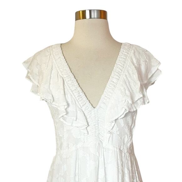ROLLER RABBIT Ondine Dress White Floral White Cotton Silk Ruffles Small NEW - Picture 5 of 7